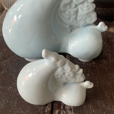 陶瓷影青马手工摆件家居饰品客厅办公室玄关装饰摆设新中式博古架