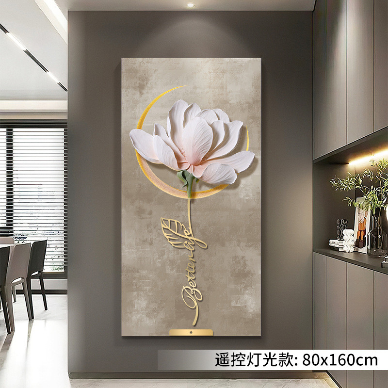 福雕家饰立体浮雕入户玄关装饰画过道玉兰轻奢壁画星月走廊挂画图片