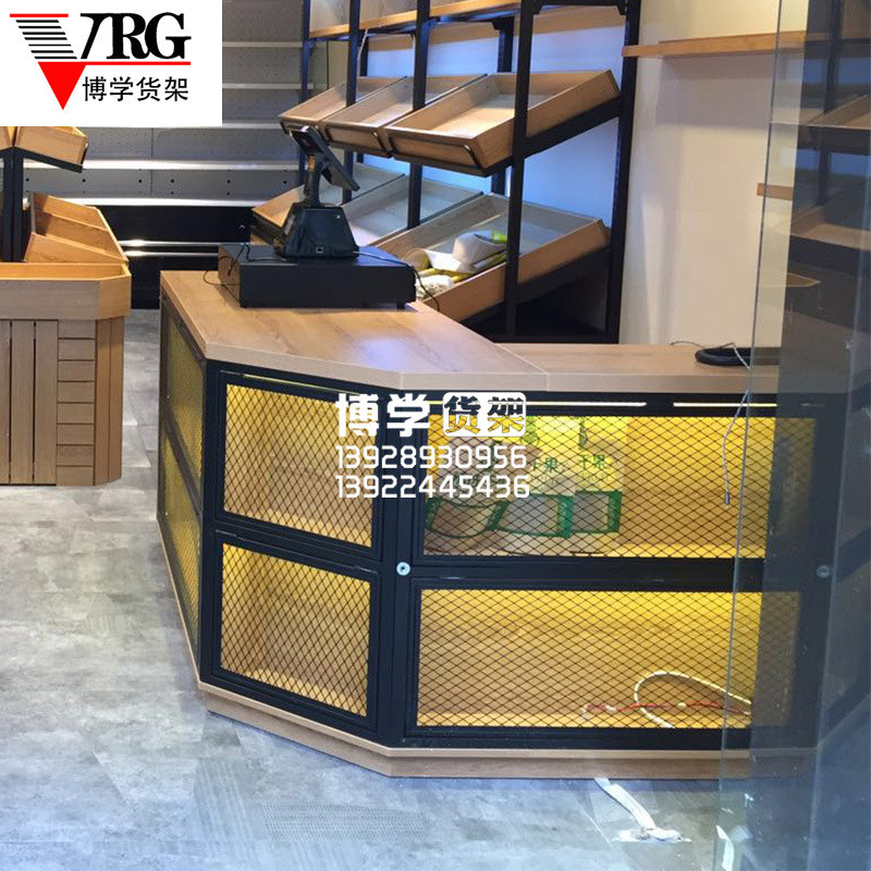 水果店收银台百果园多功能转角吧台新款创意组合收银柜台子厂家