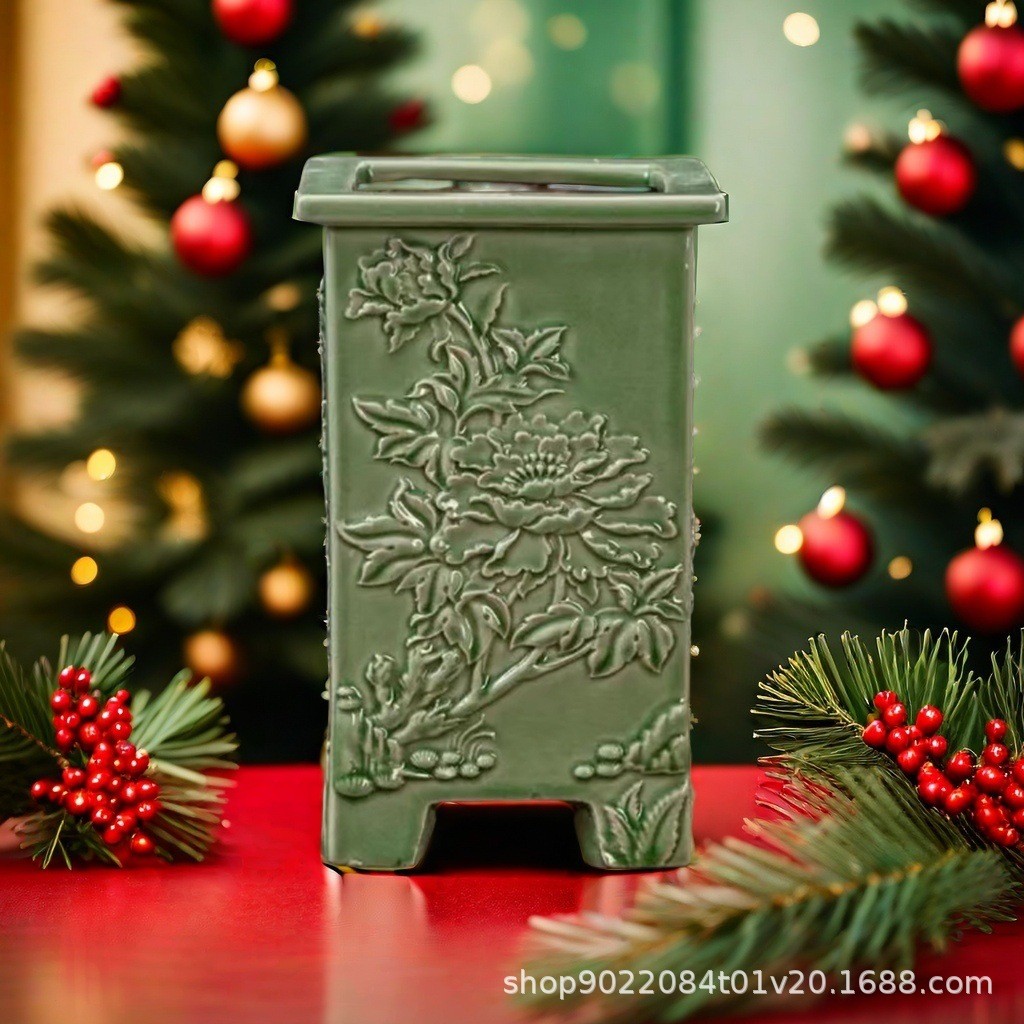 四方形兰花专用花盆悬崖飘枝桌面复古室内中式造景盆景陶瓷盆