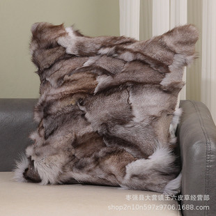 现代简约高级感本床头靠垫抱枕纯色客厅沙发靠枕真毛色系抱枕套