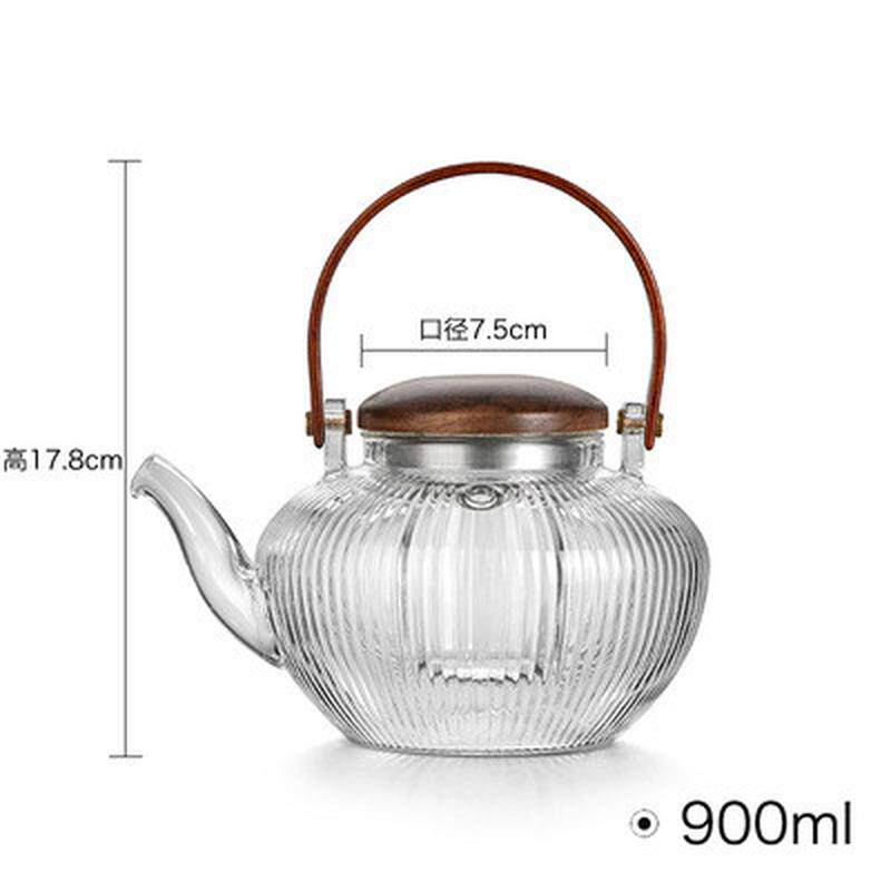日式竖纹泡茶提梁茶壶电陶炉玻璃烧水煮茶炉套装煮茶功夫茶壶