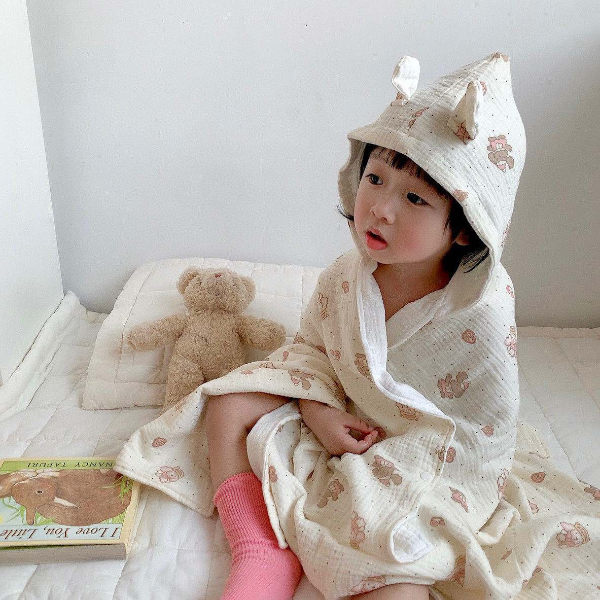 全棉双层纱宝宝披风浴袍纯棉皱皱纱毛巾毯纱布盖毯连帽浴巾,标准件/零部件/工业耗材,车间地垫,淘宝优惠券,粉丝福利购,淘宝优惠卷