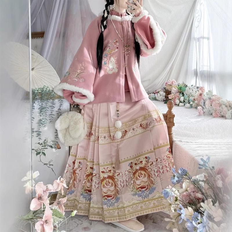 热销秋冬季新款中国风短袄立领琵琶袖醉云鹤鎏光鲤可秋冬厚款甜美