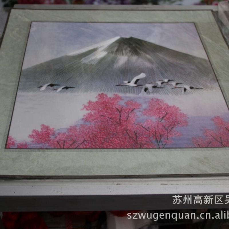 批发苏绣客厅书房系列苏州手工刺绣软裱画山水花卉办公室装饰画图片
