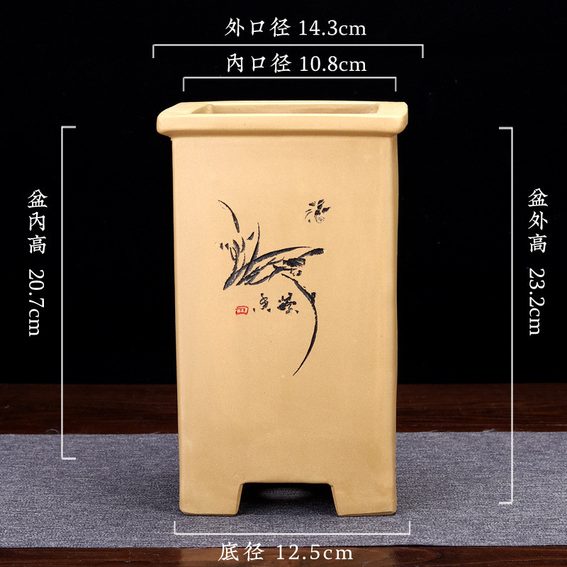 紫砂兰花盆六角四方创意陶瓷悬崖文竹春兰客厅盆景盆园艺批发