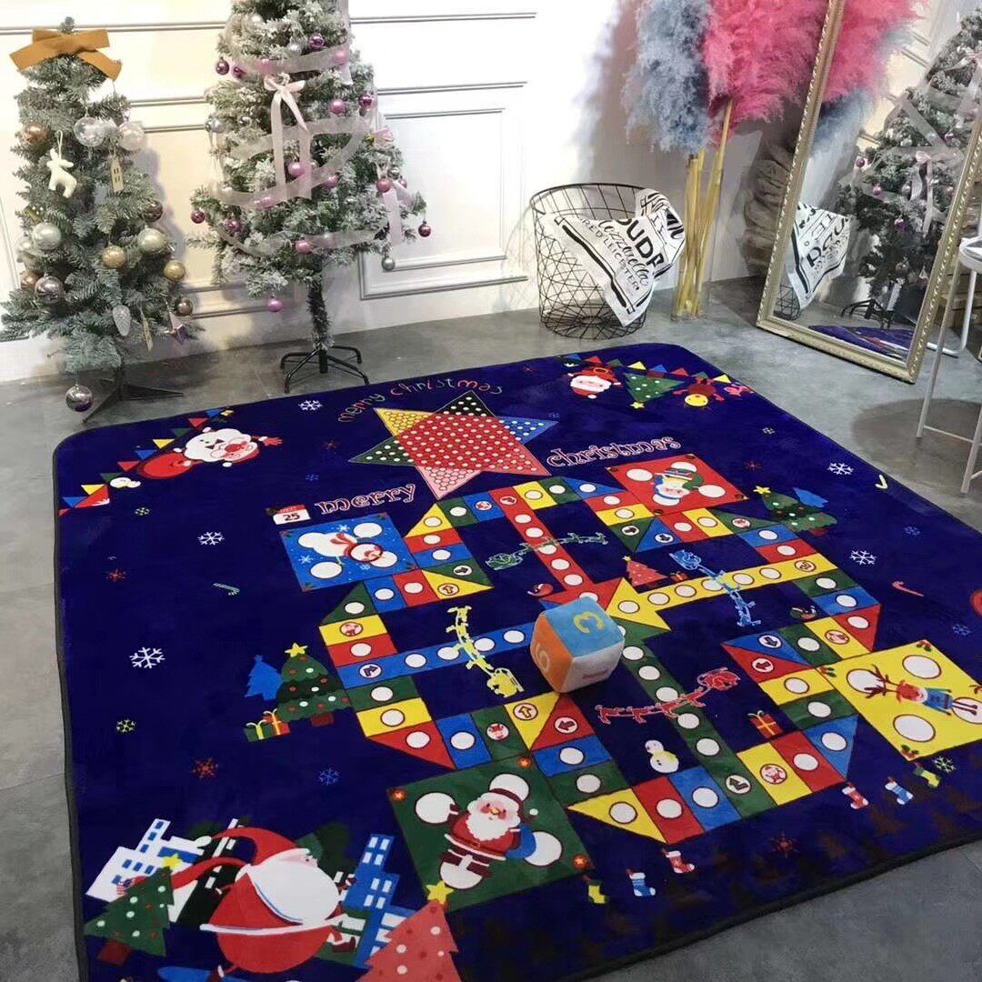 圣诞幼儿园飞行棋地毯卡通益智游戏垫儿童爬行地垫爬爬垫加厚大号