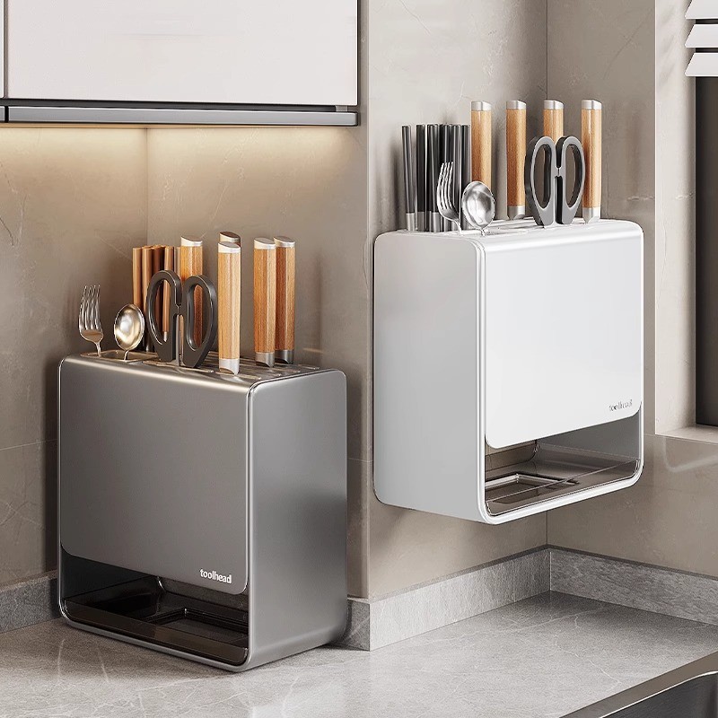 厂家供应厨房刀架置物架家用台面筷子篓壁挂刀具架多功能收纳一体