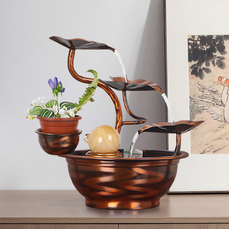 新中式纯铜流水摆件客厅电视柜旁循环水喷泉新居乔迁开业招财礼品,家居饰品,流水摆件,淘宝优惠券,粉丝福利购,淘宝优惠卷