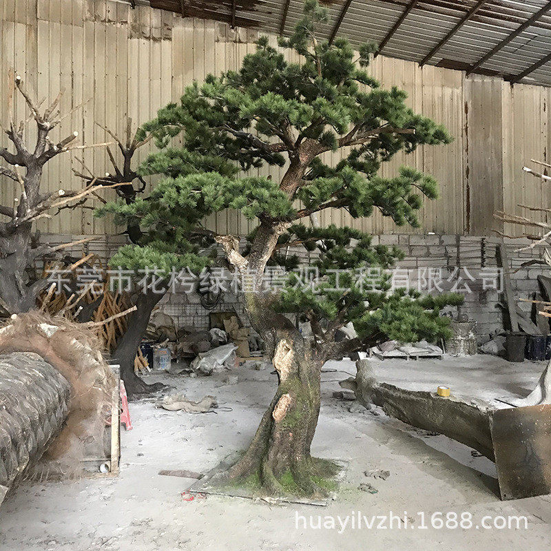 客厅装饰设计感仿真松树造型仿真罗汉松迎客松假植物家居厂家