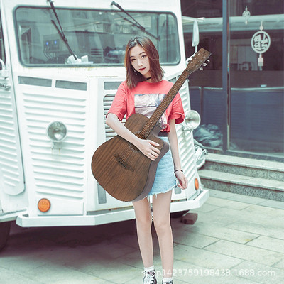 guitarist民谣吉他41寸全沙比利吉他男女木吉他缺角吉它练习乐器