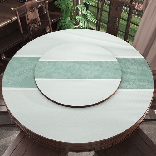 新中式大圆桌桌垫餐桌垫圆形防水防油防烫桌布轻奢高级感皮革台布