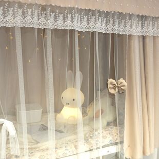 床帘上铺女生宿舍学生下铺女帘子帘蚊帐一体式 强遮光遮挡u型轨道