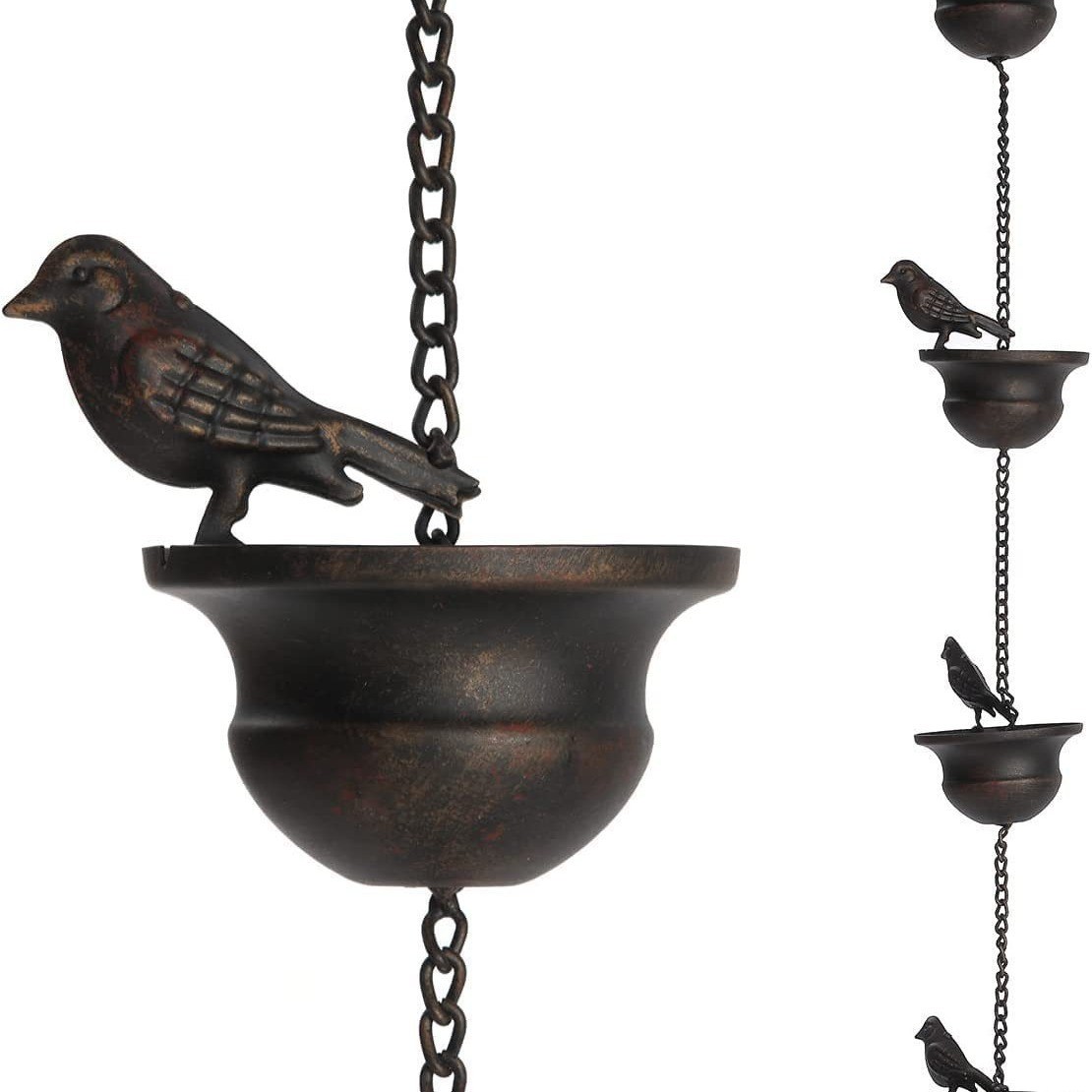 Mobile Birds on Cups Rain Chain 移动鸟类户外雨链户外装饰挂链