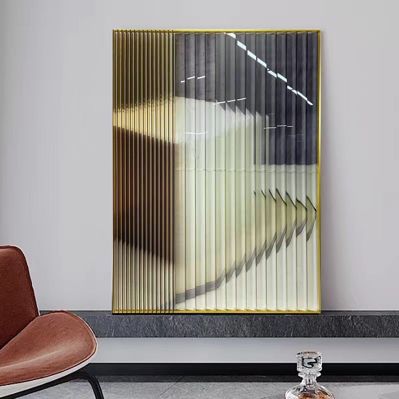 现代简约亚克力插片装饰画酒店卧室立体抽象样板房实物画玄关挂画图片