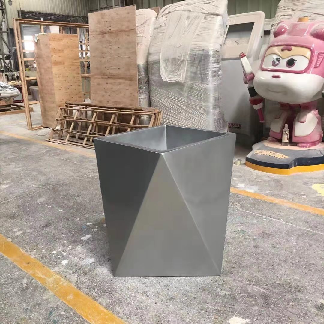 玻璃钢花盆北欧几何菱形商场花器机场户外大堂酒店落地大花瓶厂家