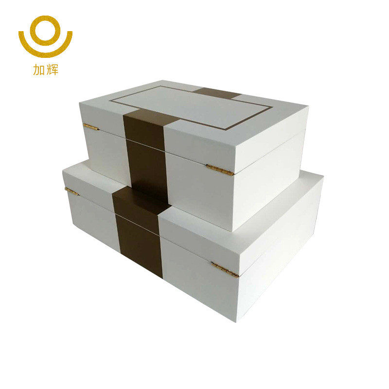 新中式样板房间摆件卧室衣帽间木质首饰盒丝印烤漆软装饰品收纳盒