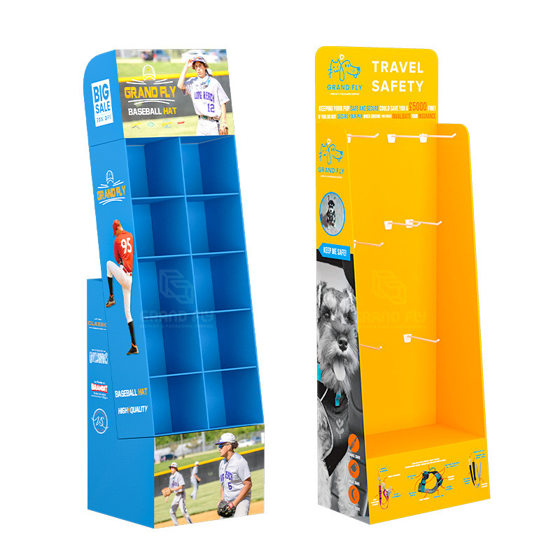 工厂直供纸展示架落地式多层陈列架商超促销挂钩纸展架瓦楞纸货架