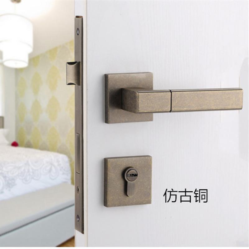 房门锁欧式美式家装木门锁执手锁黑色分体卧室门把手静音锁具通用