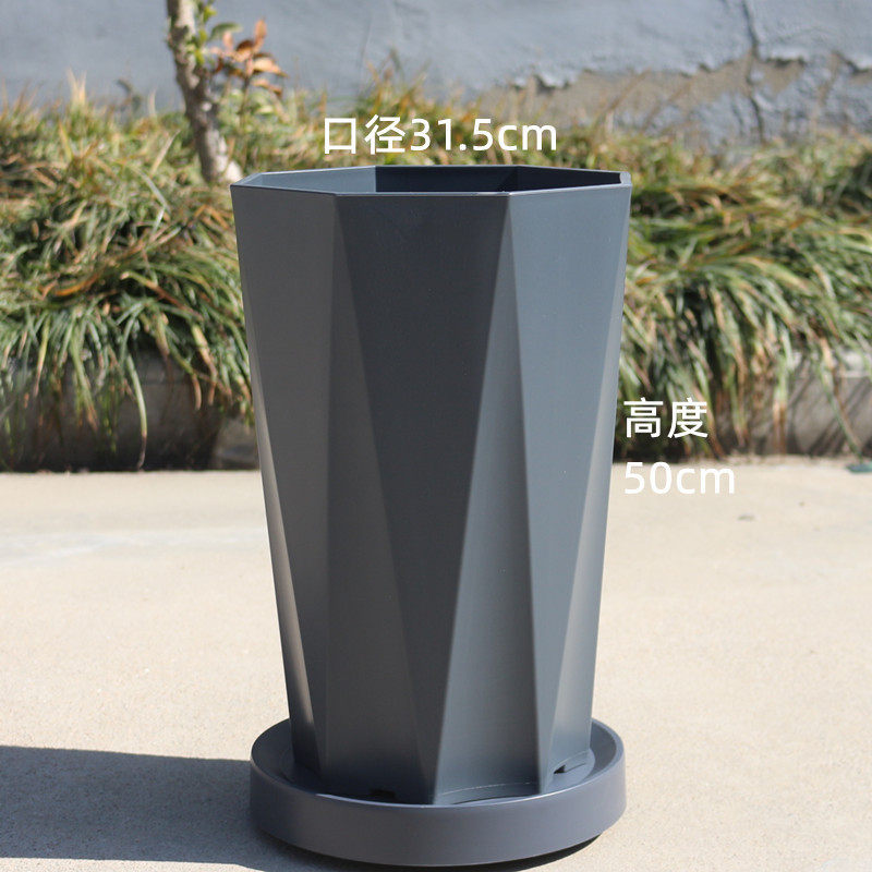 新款加厚高档树脂大花盆厂家直销塑料仿陶瓷公司商场大口径特大号