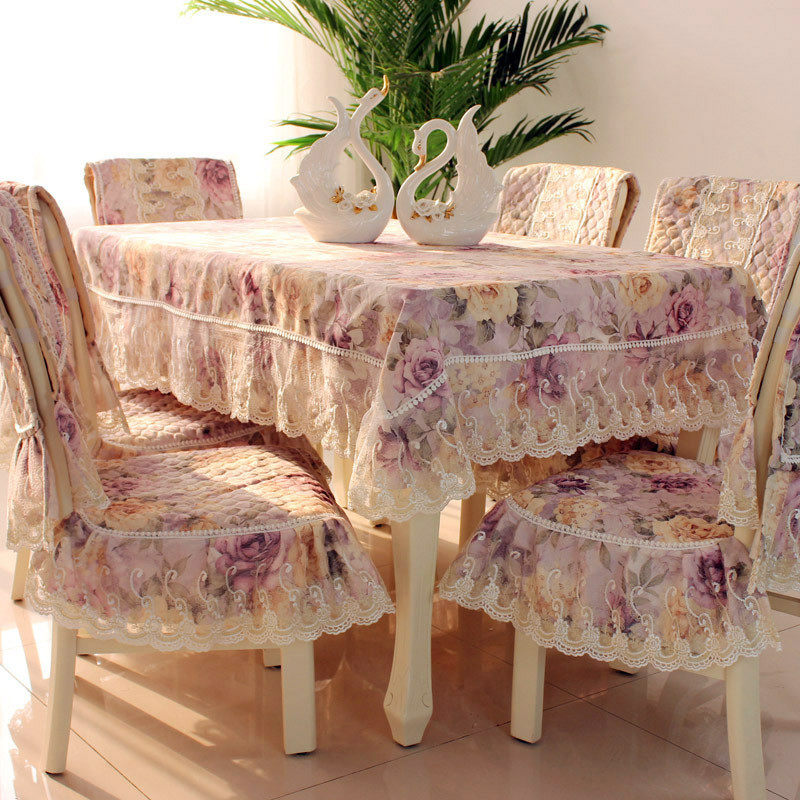 田园茶几桌布布艺长方椅子套罩欧式餐桌布椅垫套装台布餐椅套新品