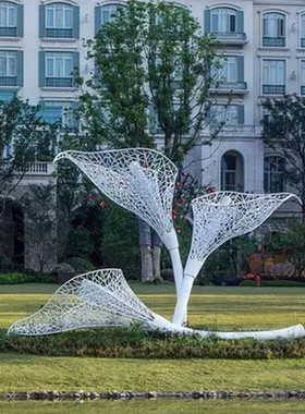 大型不锈钢树形雕塑商业广场金属镂空钢结构廊架户外景观造型摆件