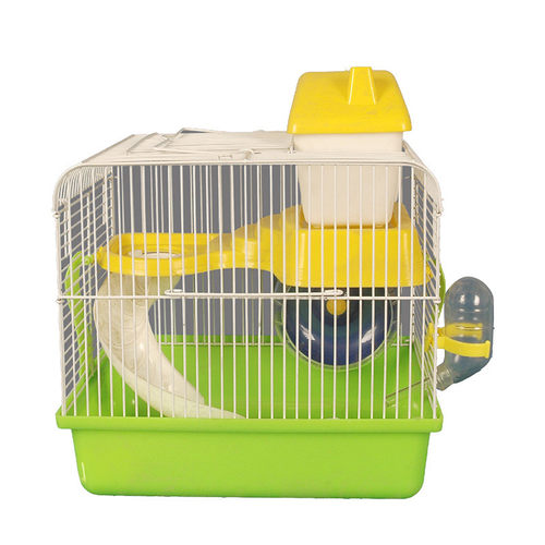 小型外带仓鼠笼厂家批发双层别墅带滑梯全景天窗轻巧手提笼子