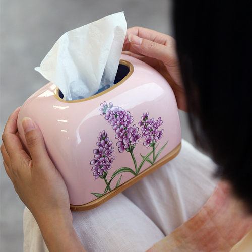 热销陶瓷纸巾盒客厅高级感茶几样板房抽纸盒桌面软装饰品新中式摆