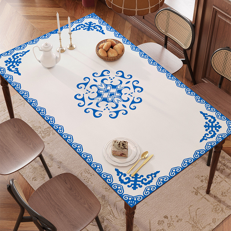 皮革桌垫pvc遮加厚双面革茶几餐桌垫电视柜防水防油盖布桌旗蒙古