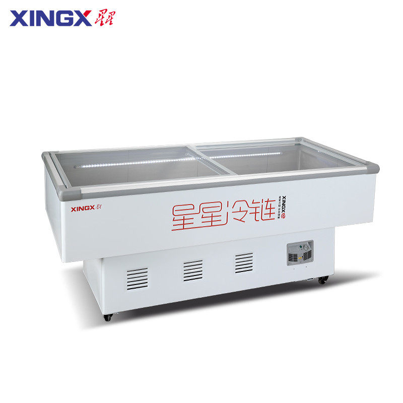 热销星星斜面海鲜柜展示柜商用冷柜烧烤冷冻柜大容量卧式冷藏冷冻