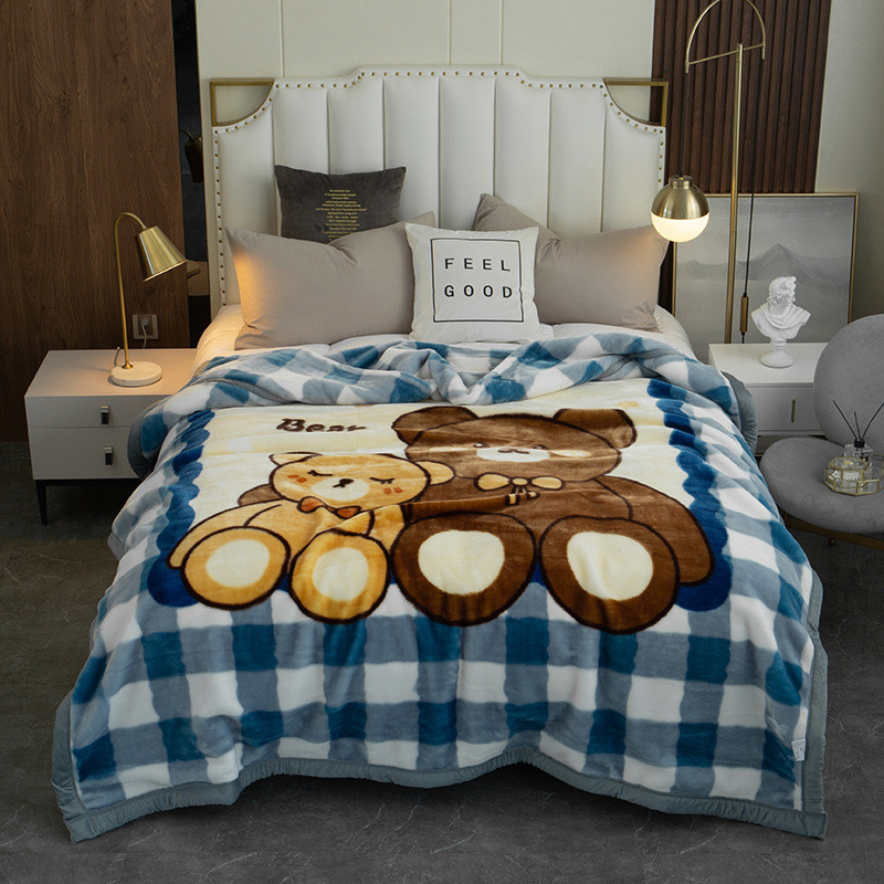 拉舍尔毛毯学生毯双层加厚保暖4-8斤盖毯现代简约午休礼品毯子