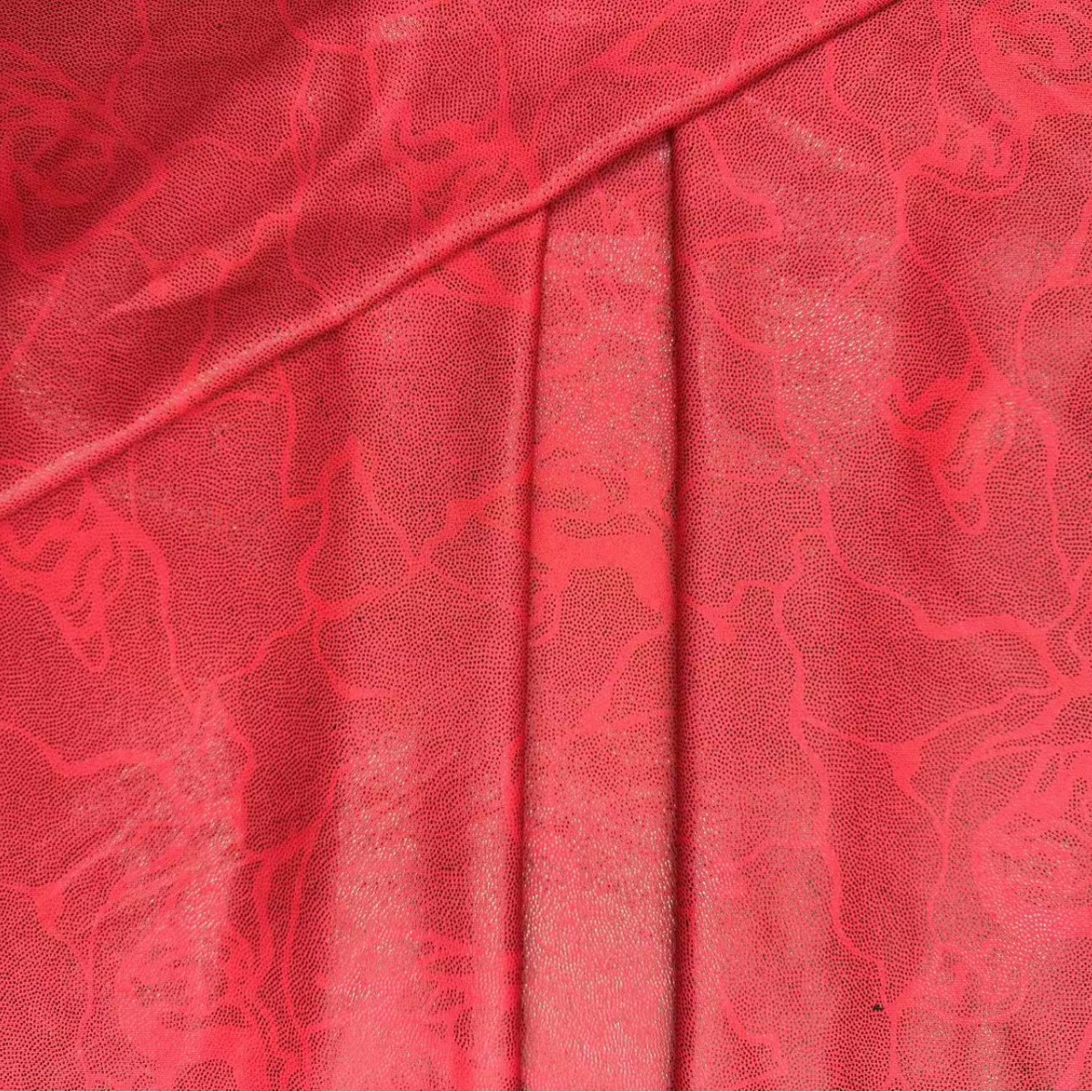 涤纶点莱卡瑜伽服烫金玫瑰指纹经编镭射布料烫金布运动吸湿面料布