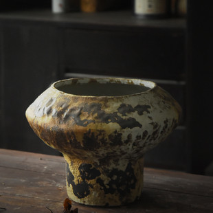 手工可侘寂风ins水培陶罐复古粗陶花器日式 网红款 花盆陶艺干花