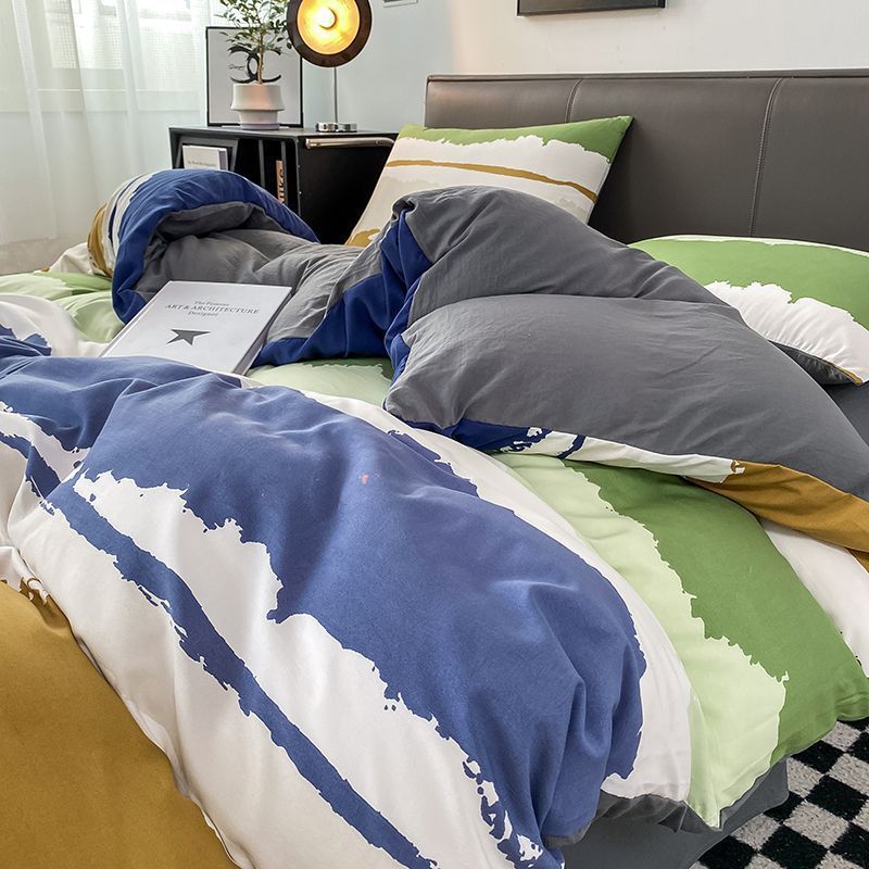 款黑白奶牛被套四件套床笠北欧风床上用品单人学生宿舍床单三件套