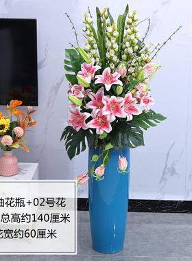 景德镇新中式客厅插花落地花轻奢摆件陶瓷大花瓶花艺现代简约