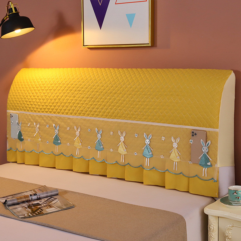 床头套罩简约现代全包欧式弧形实木皮布床靠背罩保护套床头徐小