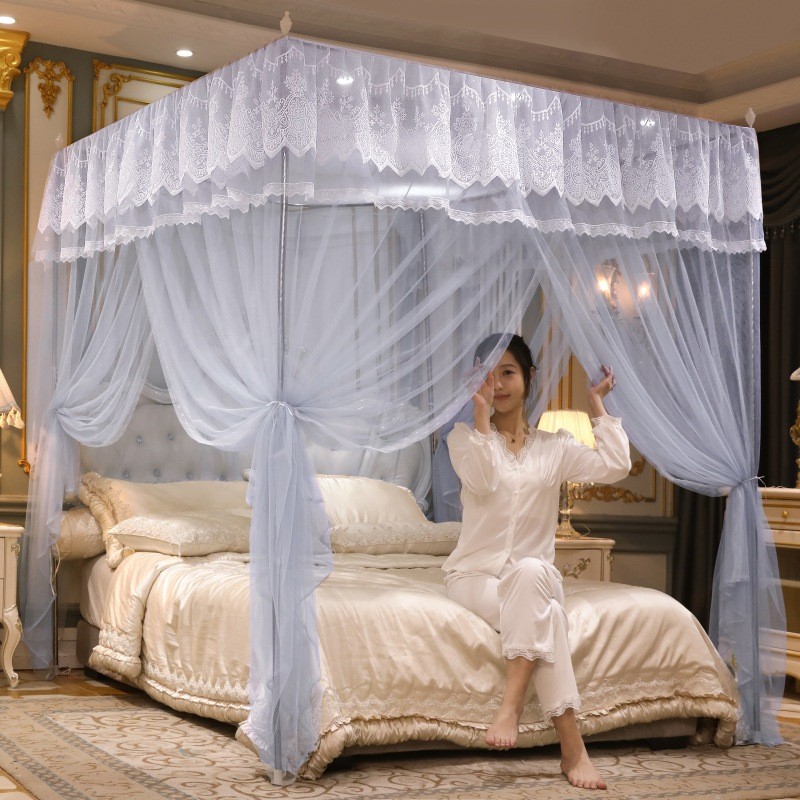 三开门宫廷蚊帐双层公主风落地支架1.5m/1.8m床2米床加密加厚床幔