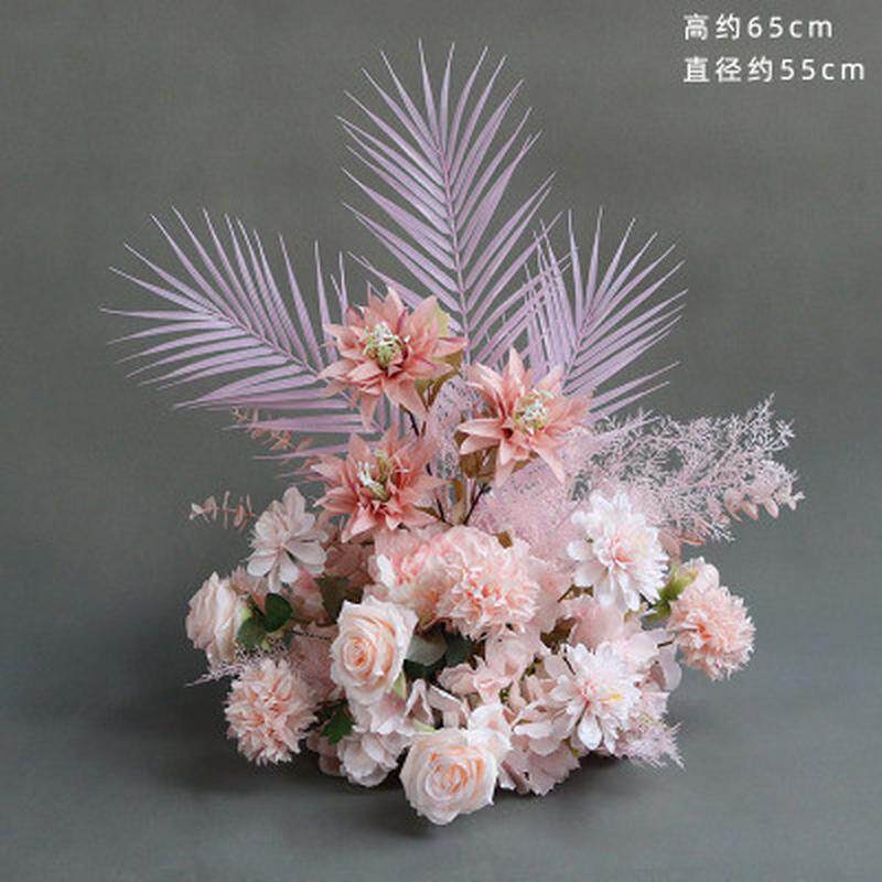 婚庆道具红色路引盆花布置t台舞台背景迎宾花桌婚礼结婚花球装饰