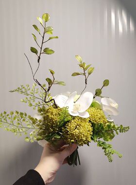 白绿色清新自然商务洽谈桌花摆件小花束茶几仿真花批发餐桌m313