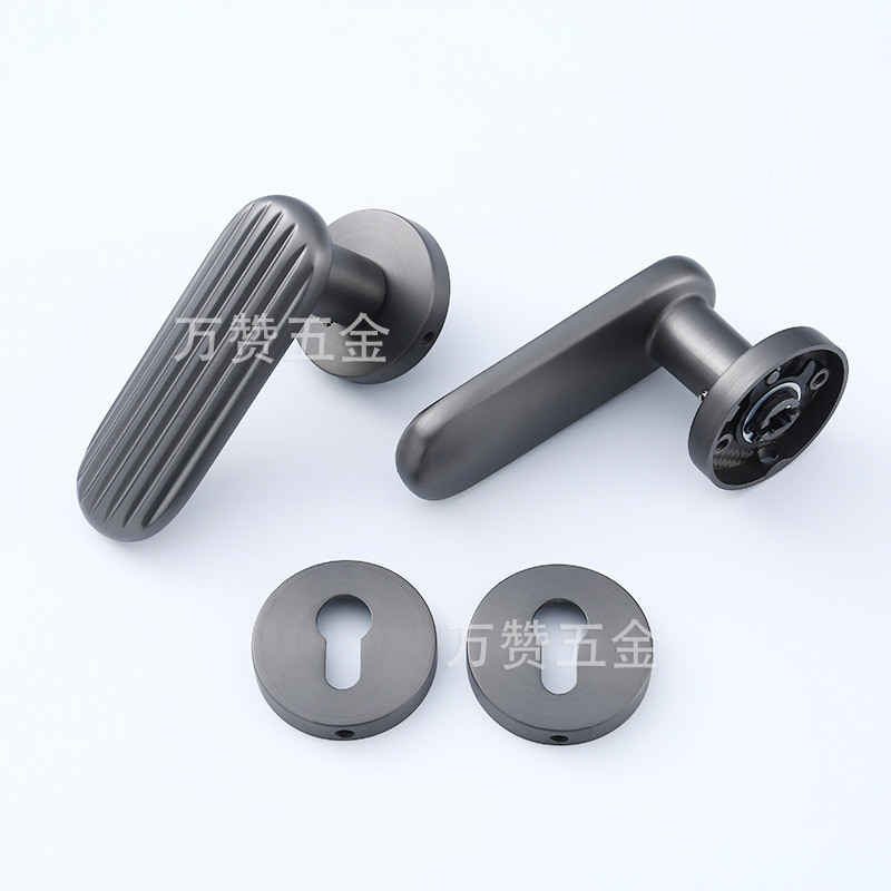 热销现代简约拉丝灰分体锁家用厨房卫生间卧室室内木门锁静音执手