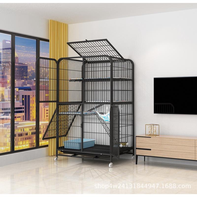 加粗圆角猫咪双层猫别墅超大自由空间猫笼子别墅猫带可抽厕所猫窝