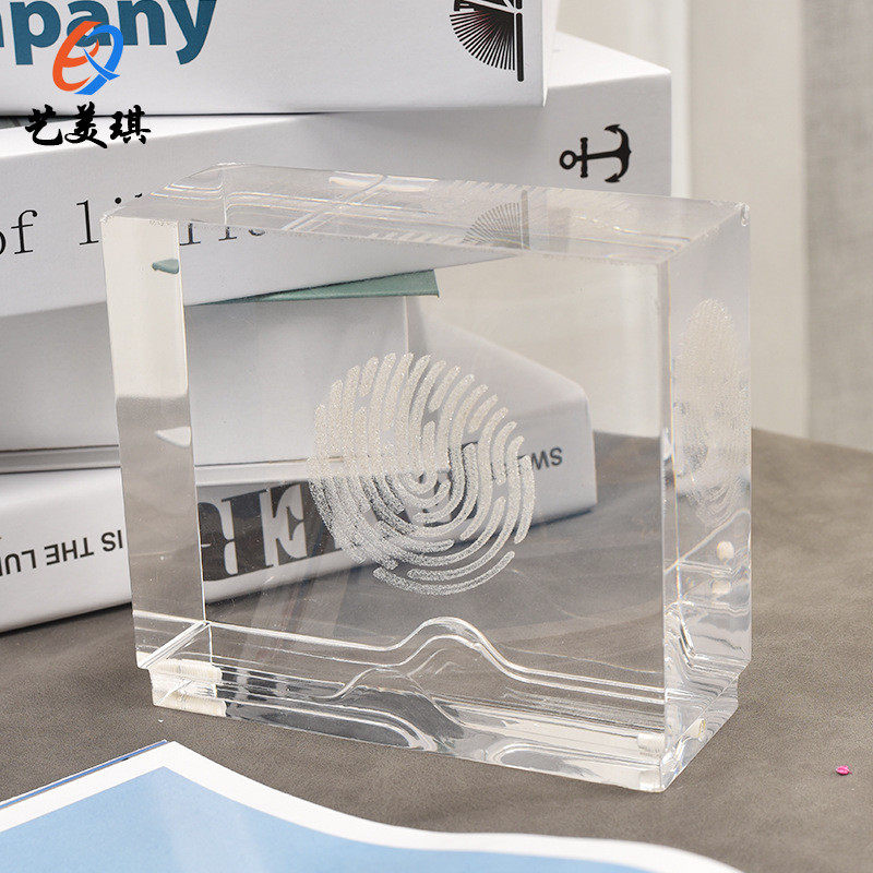 亚克力内雕展示牌有机玻璃桌面水晶广告牌透明立式奖牌定制加工