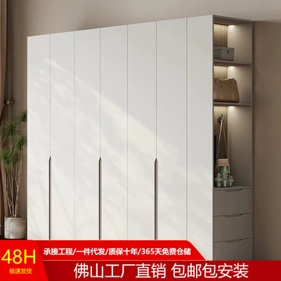 实木轻奢一门到顶衣柜家用卧室极简三四五六门转角书桌一体大衣橱