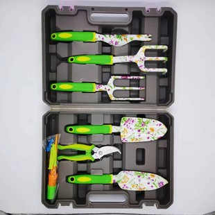 种花印花家用五金工具吹塑箱铝合金铲子 修枝剪园林工具箱套装