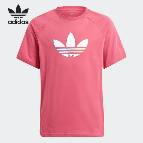 Adidas/阿迪达斯正品夏季新款大童三叶草短袖运动T恤GN7436