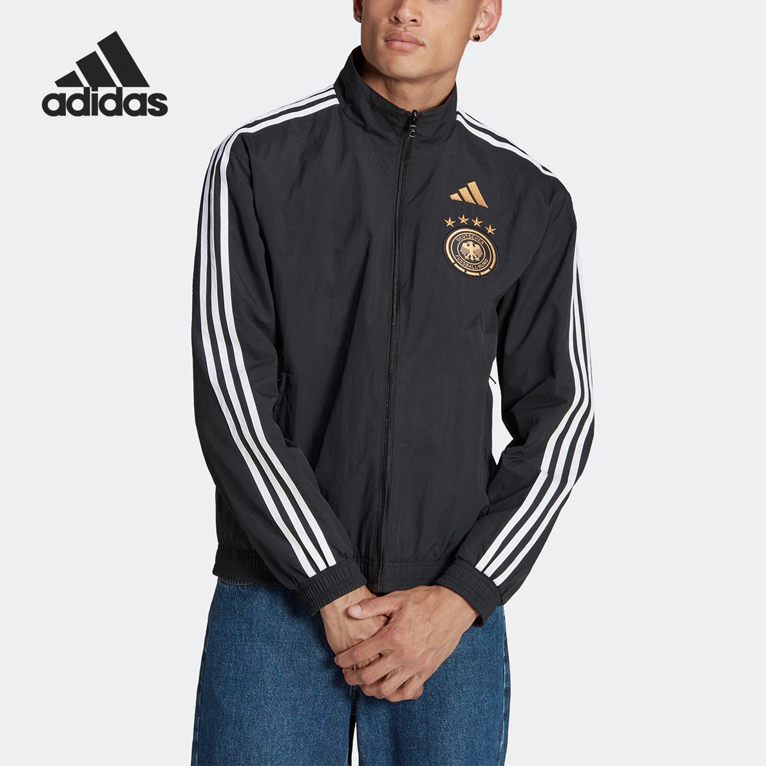 Adidas/阿迪达斯正品德国队双面穿男子秋足球运动休闲夹克 HF4058