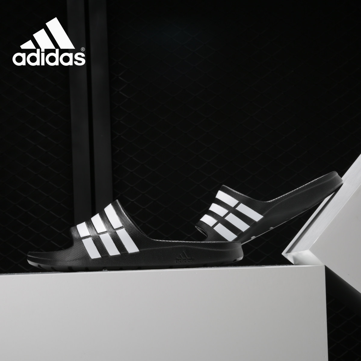 Adidas/阿迪达斯正品DURAMO SLIDE 男女游泳沙滩凉拖鞋 G15890