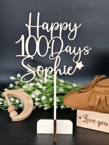 百天蛋糕插牌婴儿名字定制100天100days庆祝纪念影像拍照蛋糕装饰