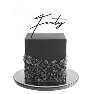 神密黑色40岁蛋糕插刻定制数字蛋糕插生日快乐 topper forty cake
