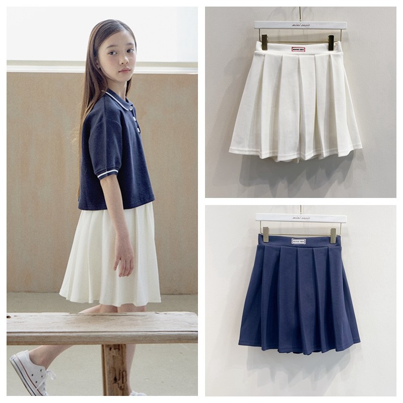 135-155韩系潮童BJ两色学院风百褶防走光半身裙腰裙